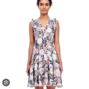 Rebecca Taylor silk Penelope V-Neck  Floral Multicolor Dress size 4